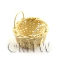 Miniature Handmade Small Round Wicker Basket With Handles